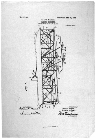 Diagram from Wright brothers' patent application