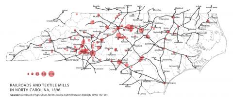 Railroads and textile mills in North Carolina, 1896