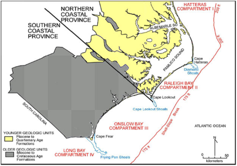 Generalized geologic map of the North Carolina Coastal Plain