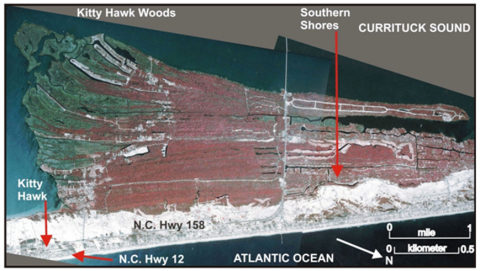 Infrared aerial photograph of Kitty Hawk