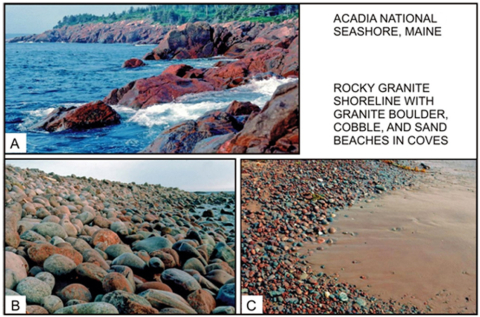 Rocky granite shoreline at Acadia National Seashore