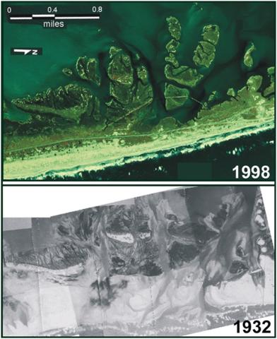 Two aerial photos of Pea Island