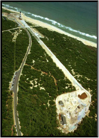 Photo of preparations for moving Cape Hatteras Lighthouse