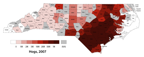 Hogs sold in North Carolina, 2007