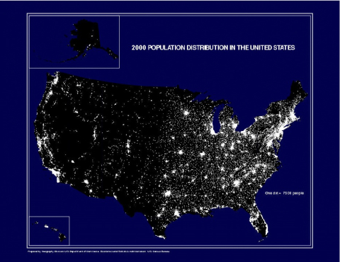 United States population distribution, 2000