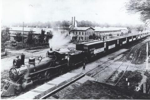 Train Bound for the Panama Canal at the White Furniture Company, Mebane, N.C.