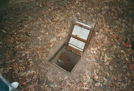 Trap door to Cu Chi tunnels, open