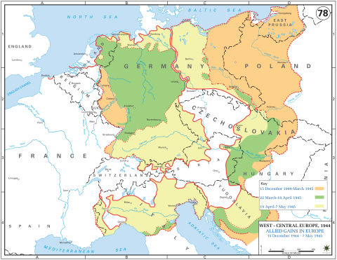 Allied gains in Europe, December 15, 1944 to May 7, 1945