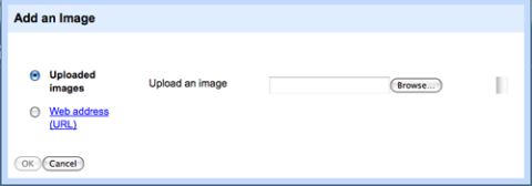 Google Sites screenshot: Adding an image