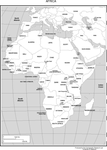 Map of the countries of Africa