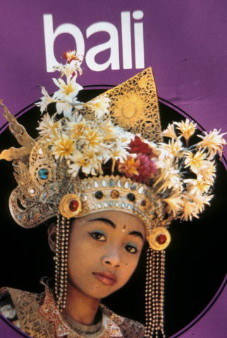 Balinese girl wearing floral crown headdress