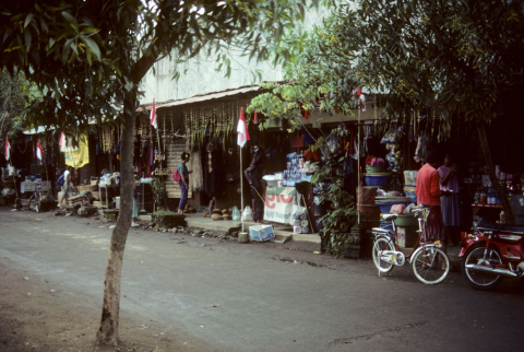 Roadside tourist shops selling souvenirs and drinks