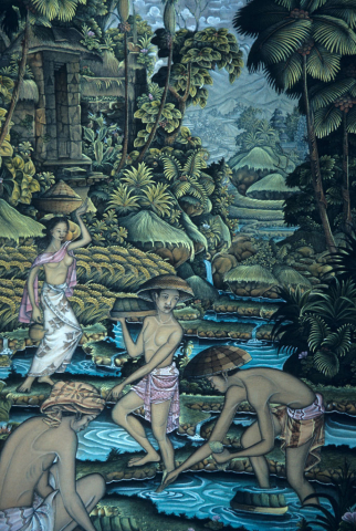 Balinese landscape and farmwork painting