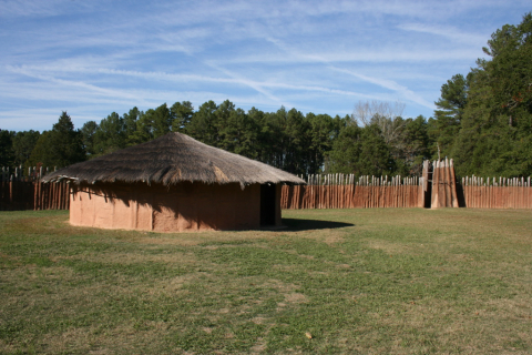 Town Creek burial house and guard tower