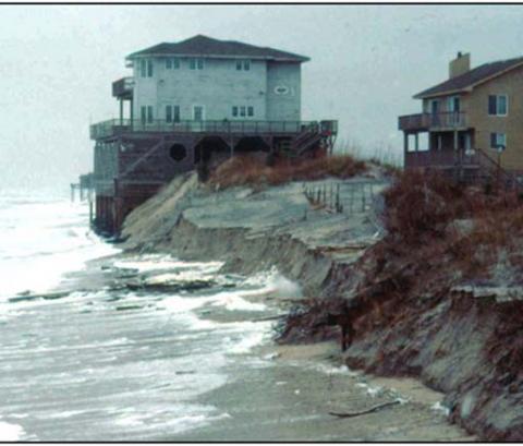 Beach houses on water's edge