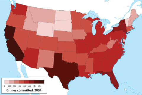 Crimes committed, by state, 2004