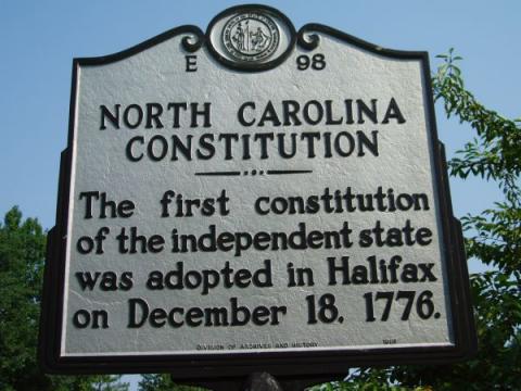 Highway Historical Marker: North Carolina Constitution