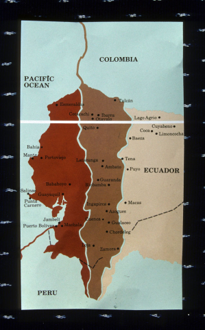 Map of Ecuador divided into three parts