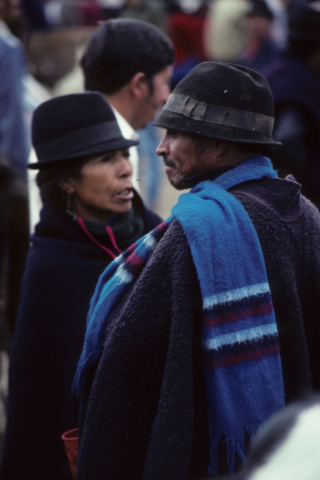 Townspeople in traditional Andean clothing