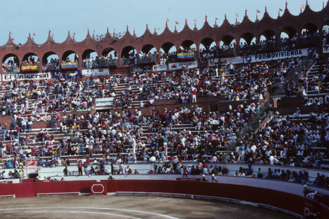 Spectators at a bullfight in Cartagena, Colombia 