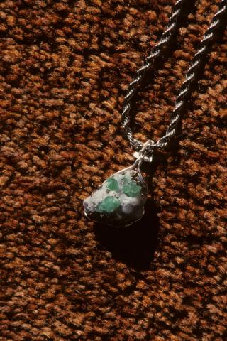 Unpolished emerald necklace from Ecuador