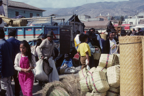 Handwoven baskets for sale in Saquisilí, Ecuador