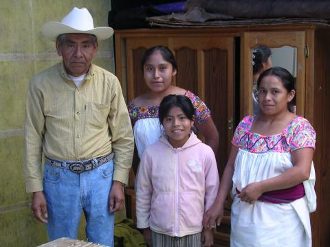 A family in San Pablito, Mexico