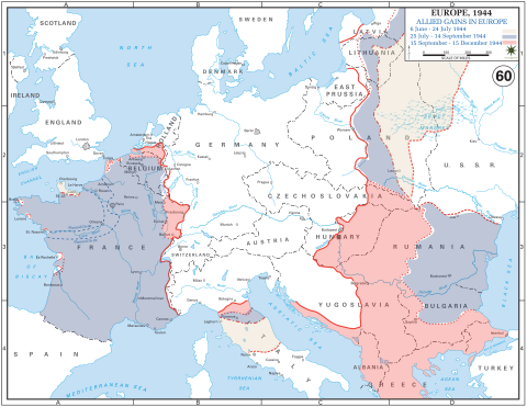 Allied gains in Europe, 6 June-15 December 1944