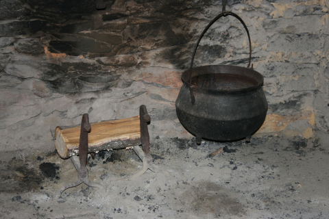 Close-up view of fireplace at Allen House