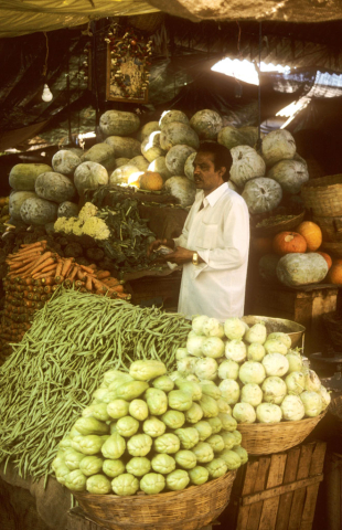 Fruits and vegetables in a market in Mysore, India