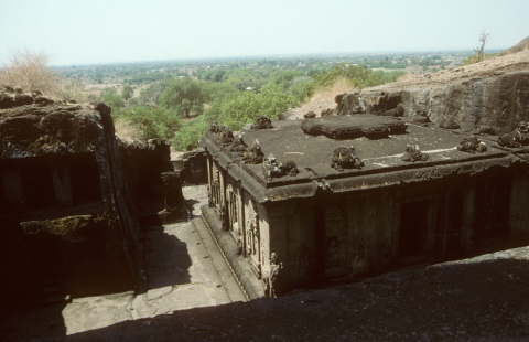 Cave 15 in Ellora, India 