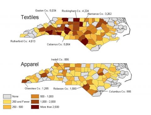 Textile and Apparel Job Loss Map