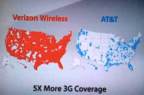 Coverage maps from Verizon ads