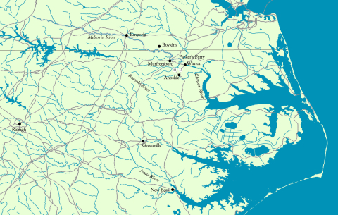 Map of the Meherrin River