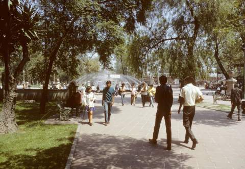 Walking through Alameda park in Mexico City