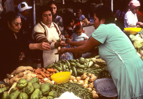 Selling vegetables in Tlaquepaque, Mexico