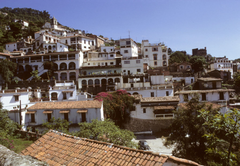 Colonial tile-roofed buildings in Taxco, Mexico