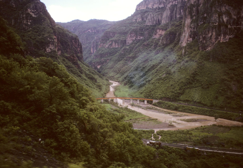 Railroad bridge in a Mexican valley