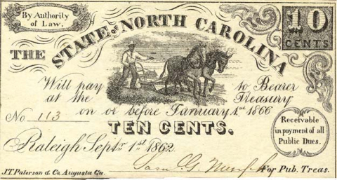 North Carolina 10-cent note, 1862