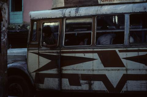 A crowded bus in Pokhara, Nepal