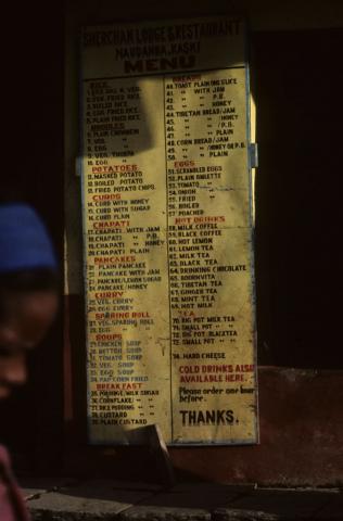 A menu board outside a Nepali restaurant 