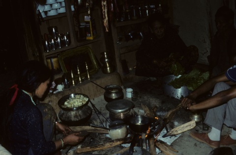 Women cooking in a mountain house in western Nepal