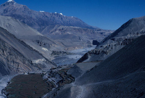 Landscape seen from Kagbeni toward Tibetan plateau