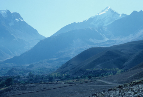 Mountain valley, Khingor village in the background 