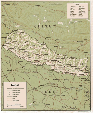 Nepal: Relief map (1990)