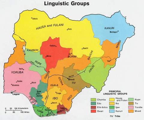 Map of linguistic groups in Nigeria