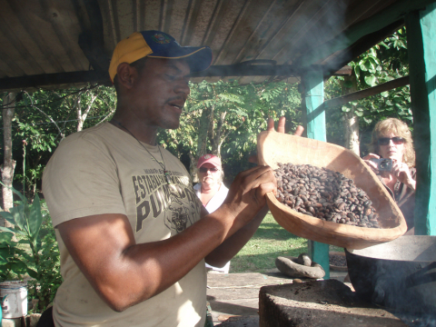 Roasting cacao seeds