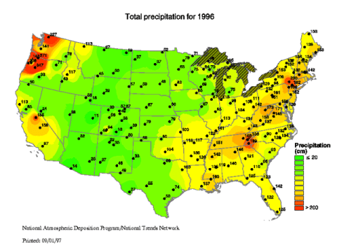 Mapping rainfall, 1996