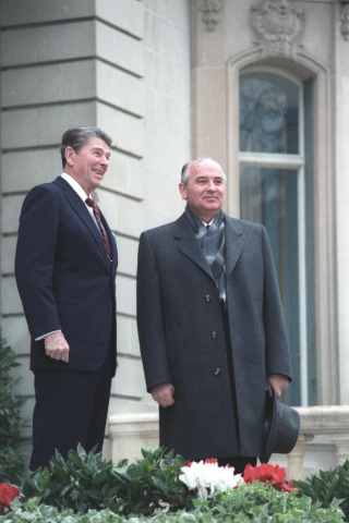 Ronald Reagan with Mikhail Gorbachev