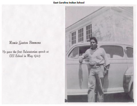 East Carolina Indian School yearbook photograph of Romie Gaston Simmons